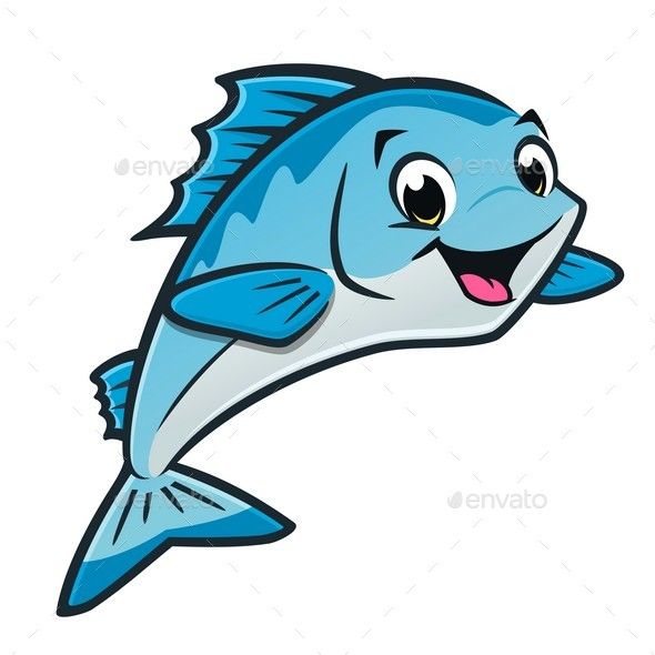 590x590 Vector Illustration Of A Cute Happy Blue Fish For Design Element