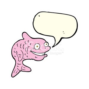 300x300 Cartoon Happy Fish With Speech Bubble Premium Clipart