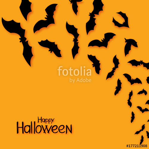 500x500 Halloween Bats Vector Background Hand Draw Lettering Happy