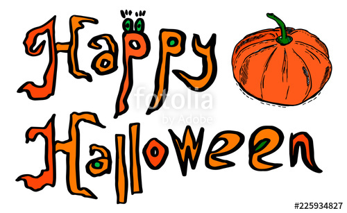 500x307 Freehand Original Title Happy Halloween With Orange Pumpkin