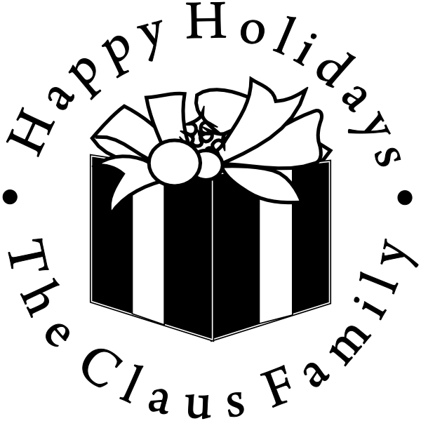 600x600 Happy Holidays Present Custom Rubber Stamp