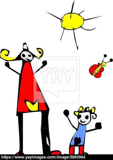 362x512 Happy Time Kid Drawing Of Mom And Daughter Vector