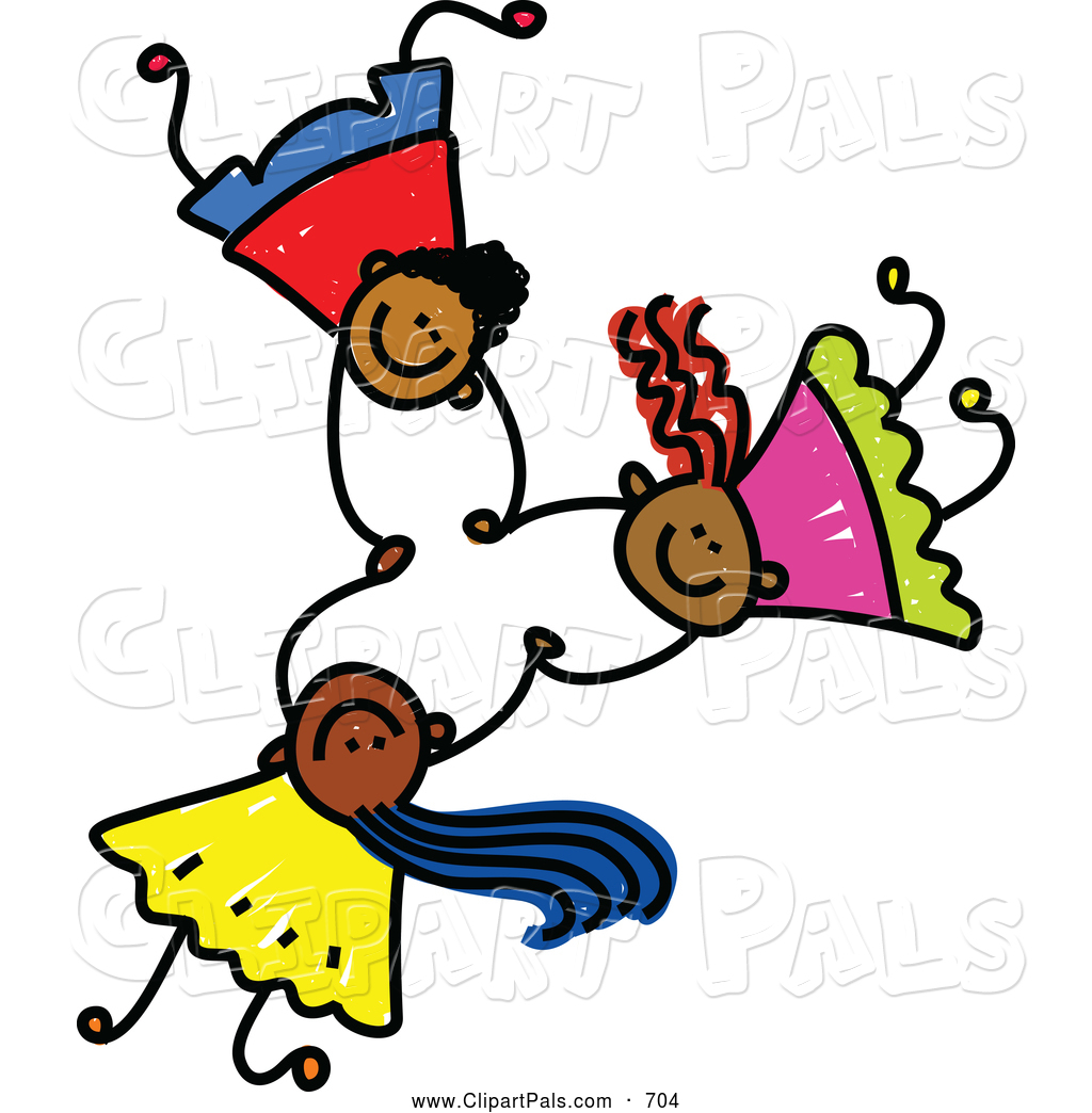 1024x1044 Pal Clipart Of A Childs Sketch Of Three Happy Kids Holding Hands