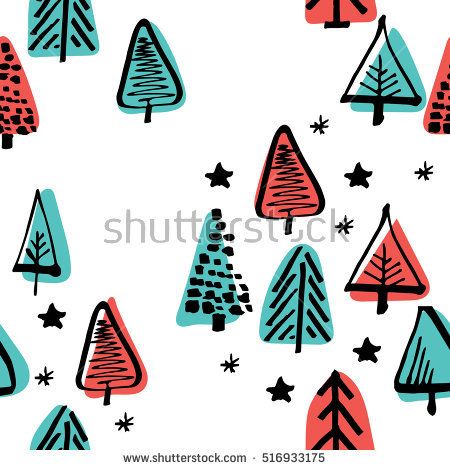 450x470 Scandinavian Seamless Pattern Of Christmas Tree Vector Hand