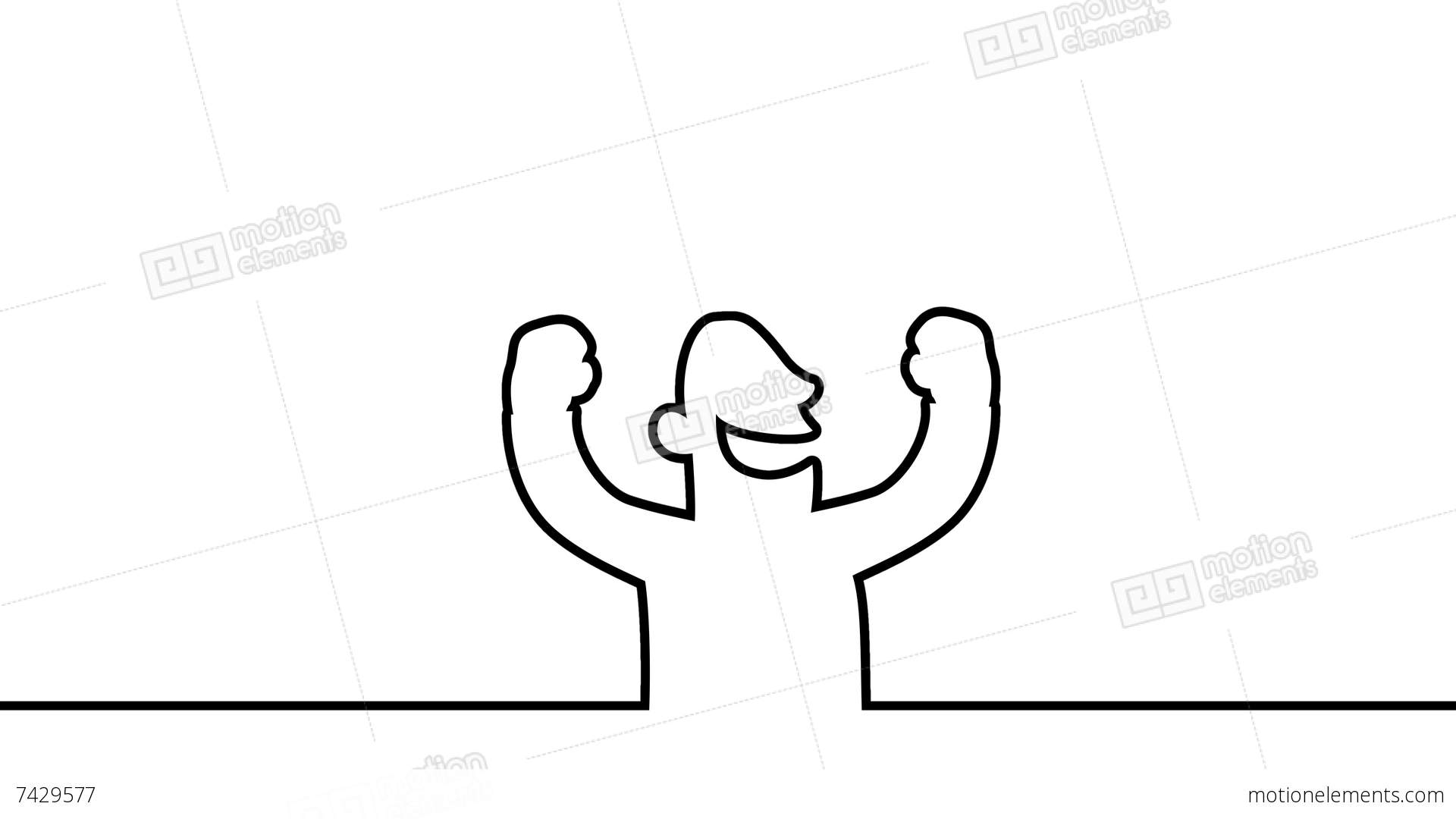 1920x1080 Happy Person Cheering Loopable Line Art Animation With Alpha