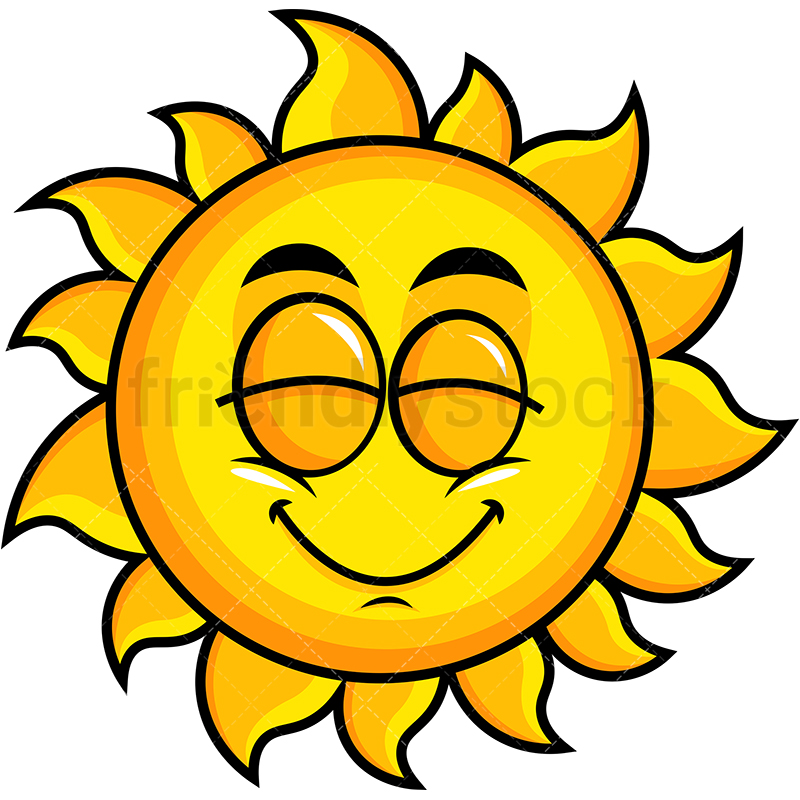 800x800 Delighted Sun Emoji Cartoon Vector Clipart