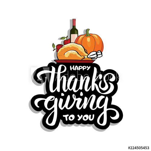 500x500 Hand Drawn Happy Thanksgiving Dinner Typography Poster Pumpkin