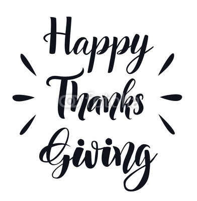 392x400 Hand Drawn Happy Thanksgiving Typography Poster Black And White