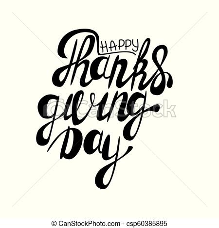 450x470 Happy Thanksgiving Brush Hand Lettering, Isolated On White