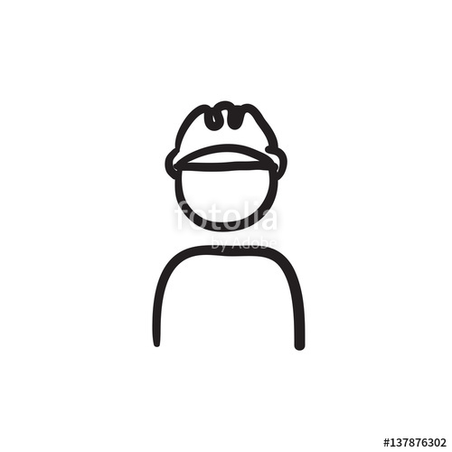 500x500 Worker Wearing Hard Hat Sketch Icon Stock Image And Royalty Free