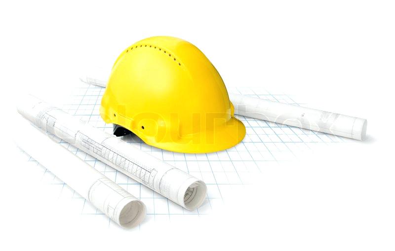 800x509 Construction Hat Plans With Yellow Helmet And Drawing Tools On Aj