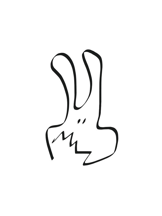 675x900 The Skeptic Hare Minimalist Print Drawing