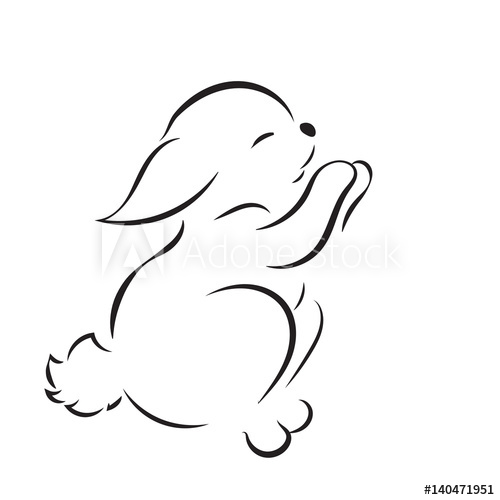 500x500 Black Outline Drawing Of Hare Isolated On A White Background