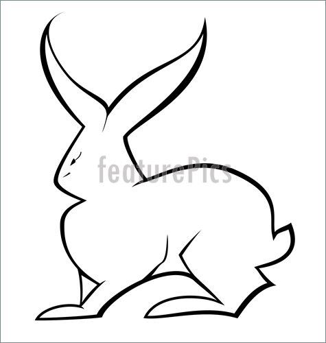 475x500 Wildlife Black And White Hare Vector