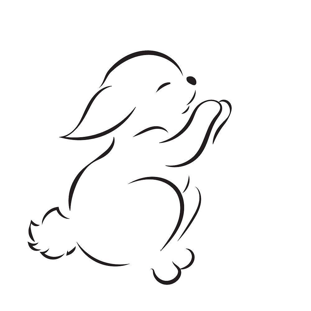 1000x1000 Black Outline Drawing Of Hare Isolated