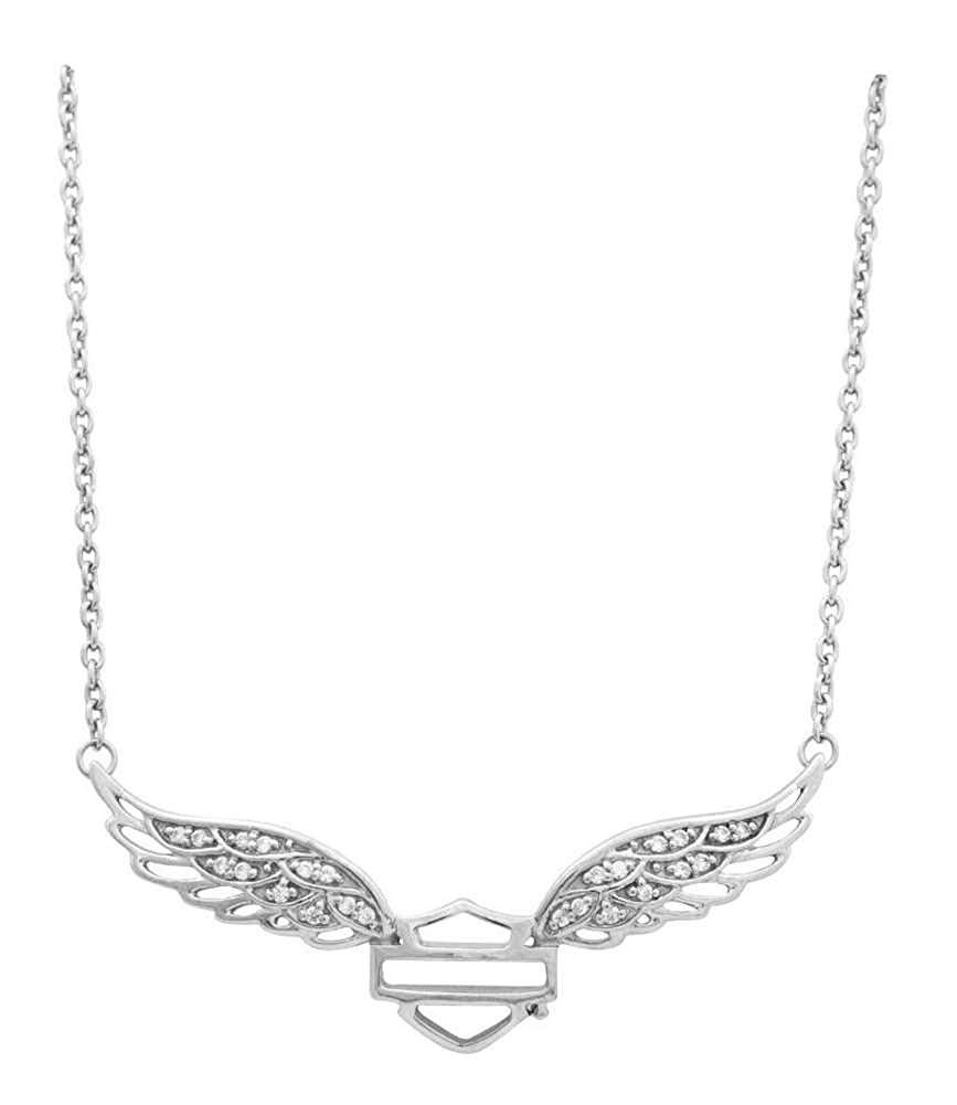 867x1001 Harley Davidson Womens Necklace, Bar Shield Crystal Winged