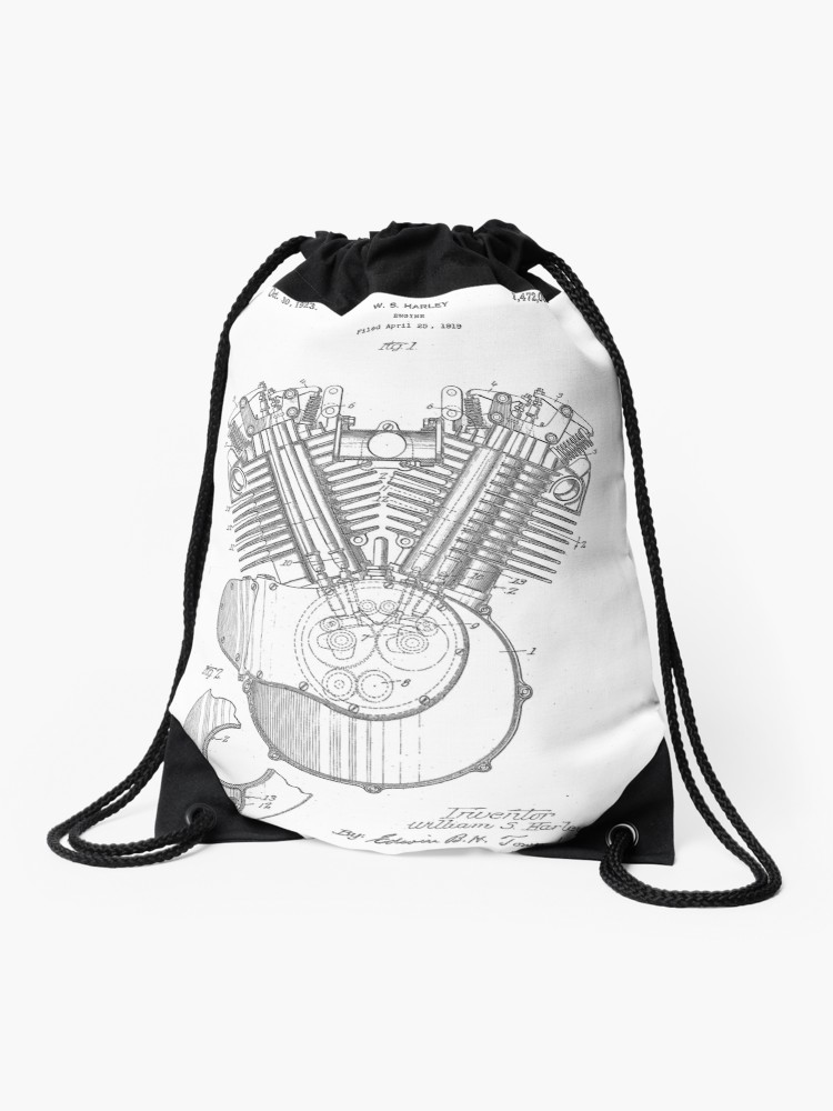 750x1000 Harley Davidson Vintage Motorcycle V Twin Motor Patent Drawing