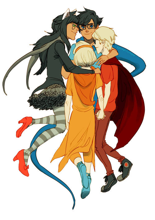 500x707 Drawing Art Homestuck Dave Strider Jade Harley John Egbert Rose