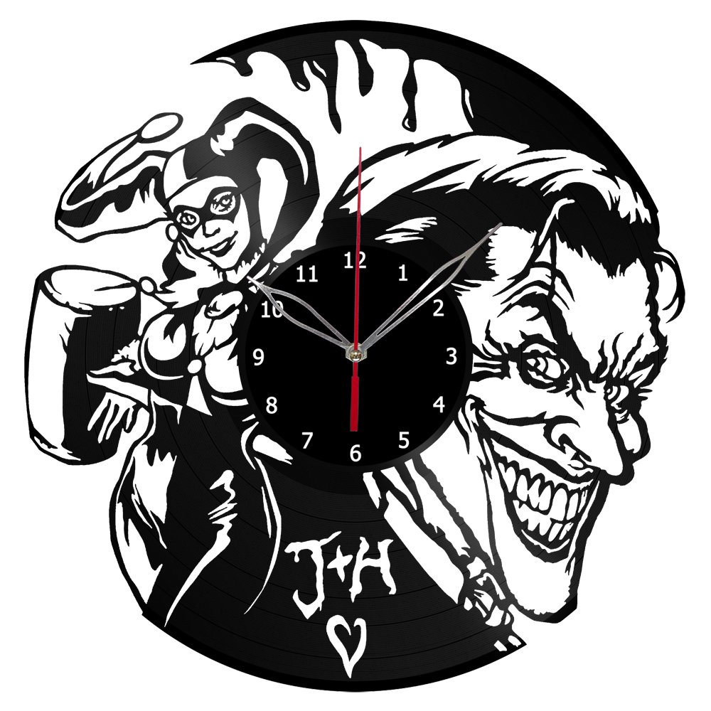 1000x1000 Joker Harley Quinn Clock Record Wall Clock Fan Art