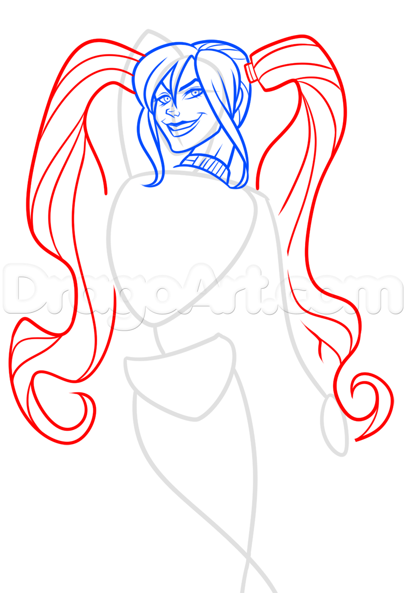 800x1166 harley quinn pinup drawing lesson, step