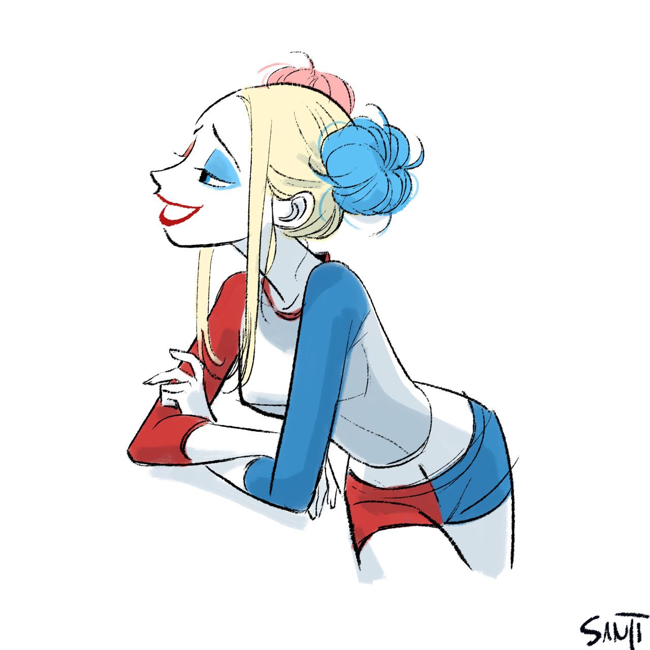 1280x1280 Harley Quinn I Love Her Hair In This Drawing, I Wish I Could Do