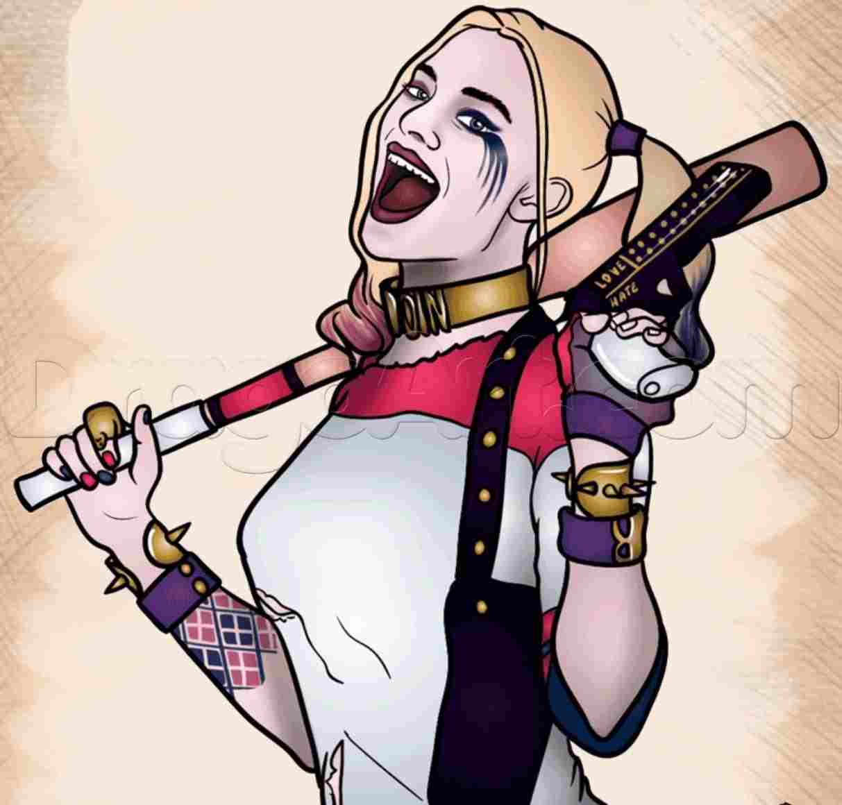 Harley Quinn Easy Drawing Free download on ClipArtMag