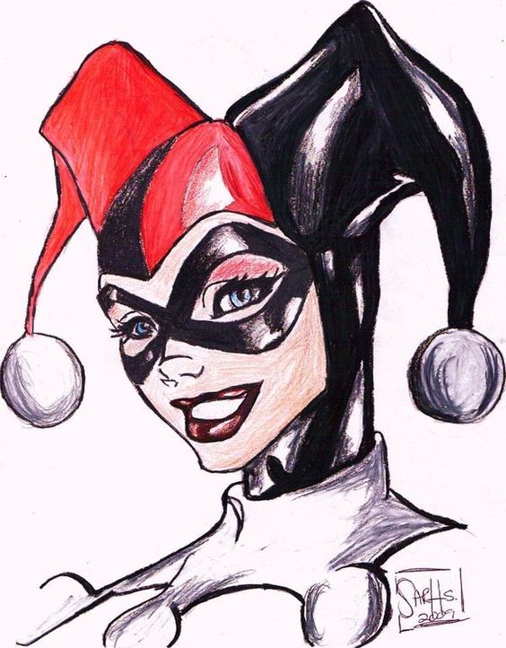564x722 marvel dc harley quinn drawing, harley