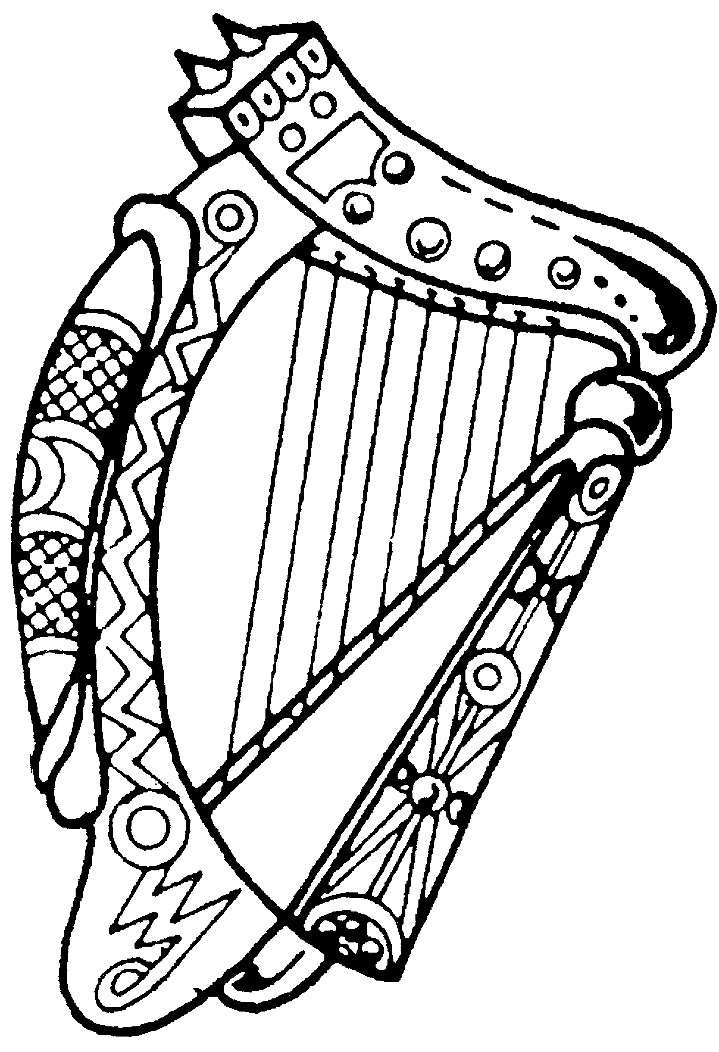 Harp Coloring Music Freecoloringpagefun Sketch Coloring Page