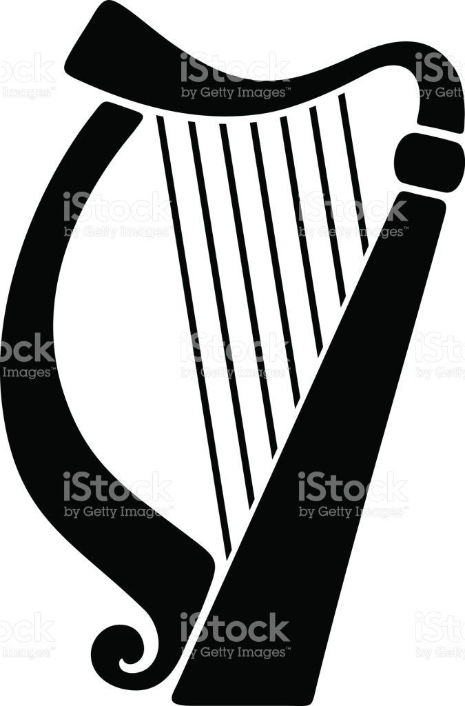 675x1024 Vector Black Silhouette Of A Harp Vector