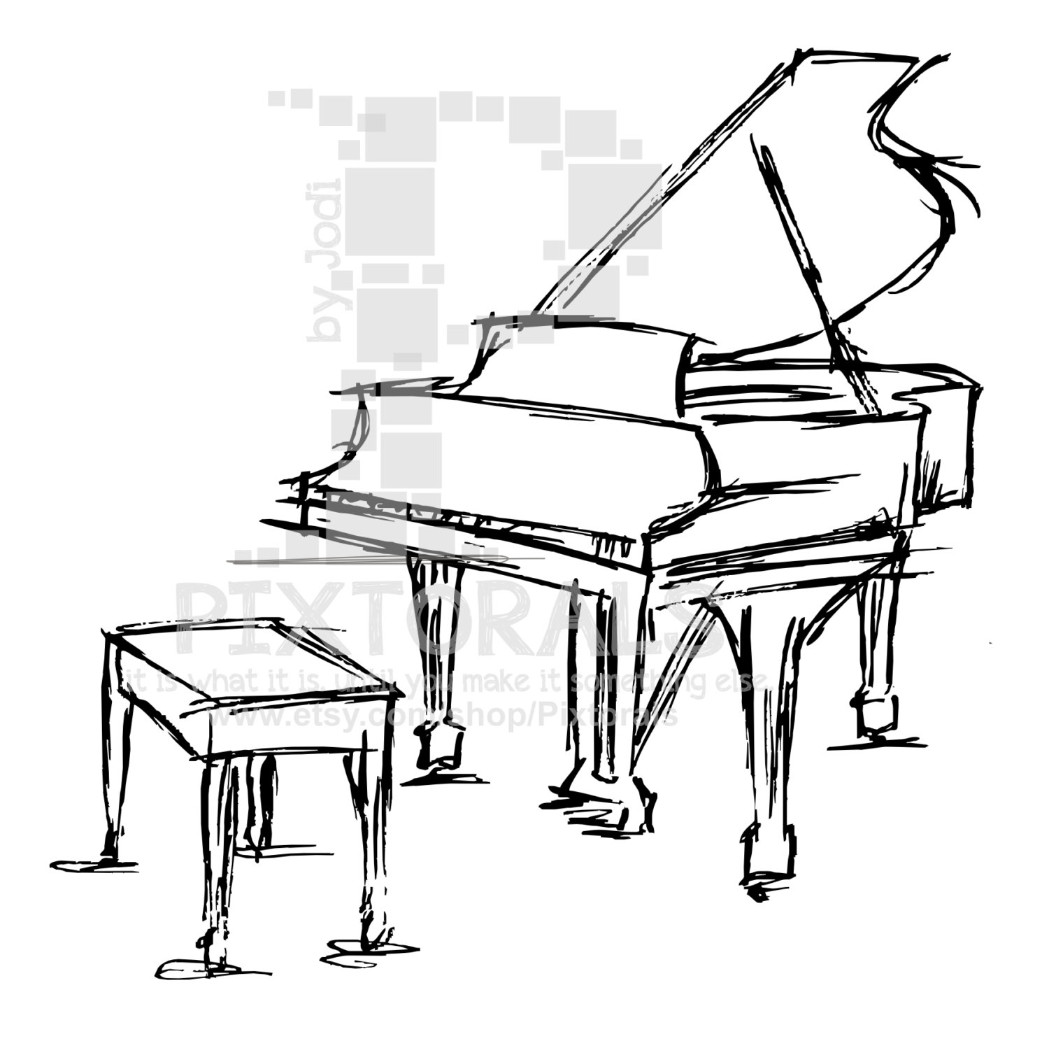 1500x1488 Baby Grand Piano Vector Png Fun Sketchy Music Etsy
