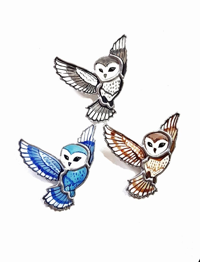794x1040 Stained Glass Brooch Owl Harry Potter Art Etsy