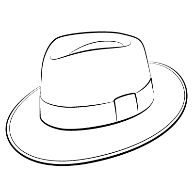 400x400 Fedora Hat Drawing