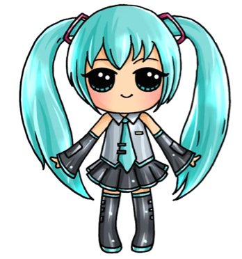 348x372 Hatsune Miku Kawaii Aranyos Rajzok