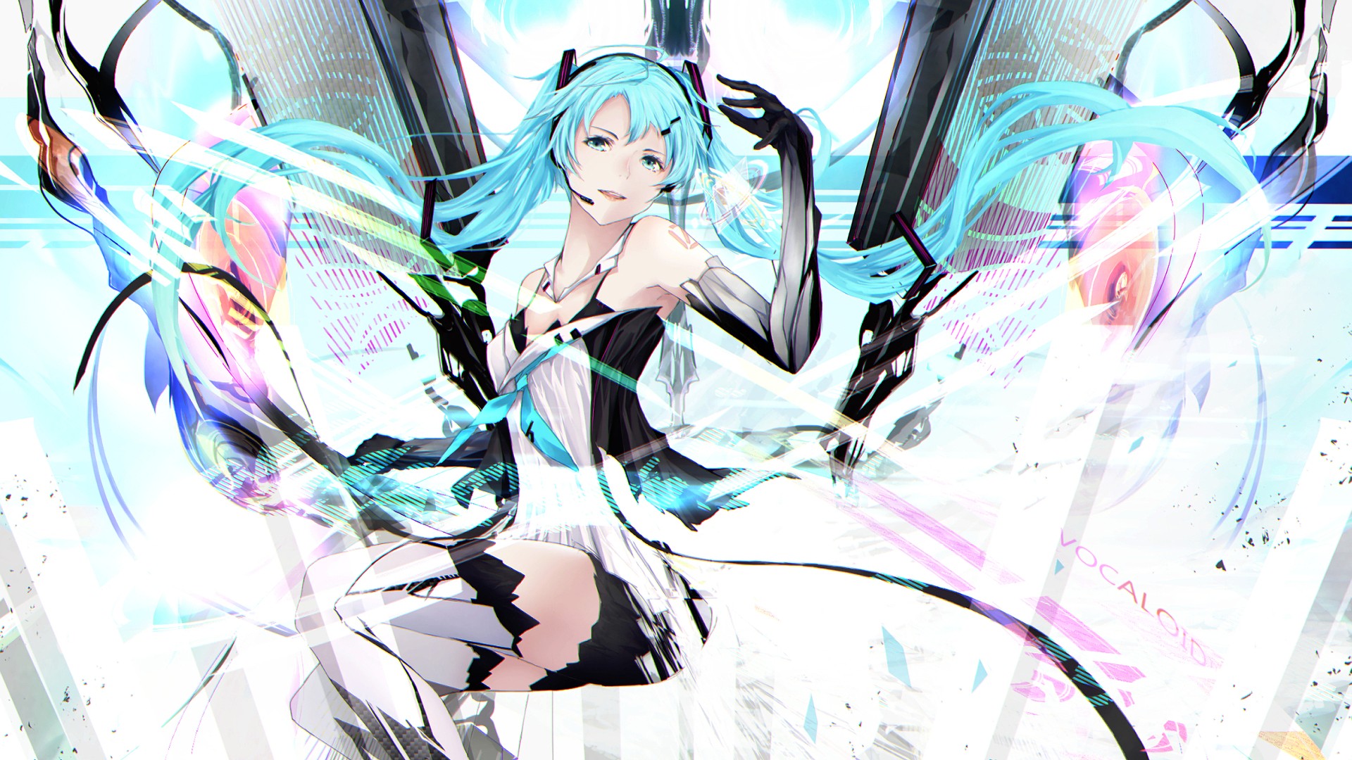 1920x1080 wallpaper drawing, illustration, anime girls, vocaloid, hatsune