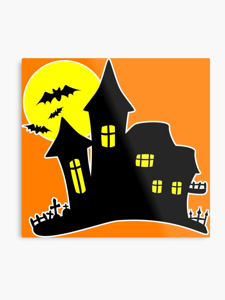 750x1000 Haunted Castle Halloween Graphic Scary Cemetery Drawing With Bads