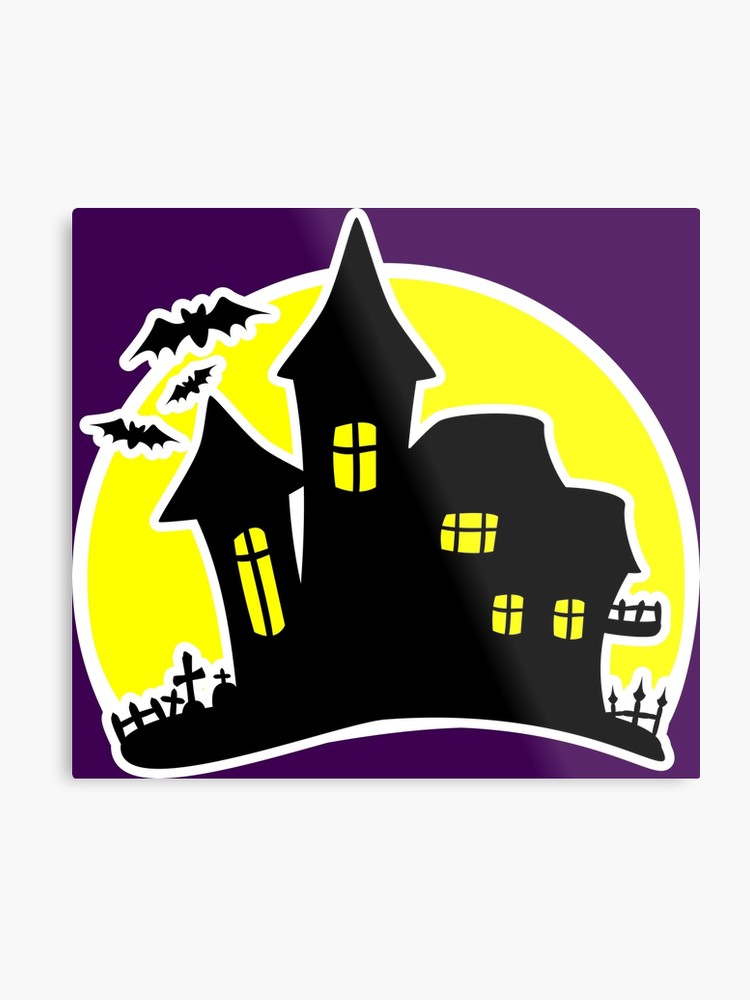 750x1000 Haunted Castle Halloween Graphic Scary Cemetery Drawing With Moon