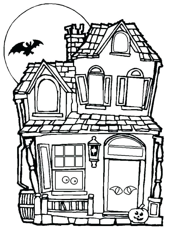 600x800 Free Printable Halloween Haunted House Coloring Pages View