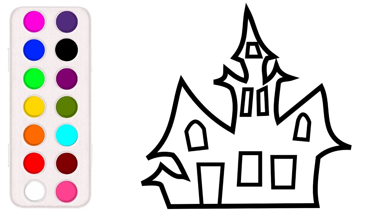 1280x720 Halloween Haunted House Coloring And Drawing For Kids, Toddlers