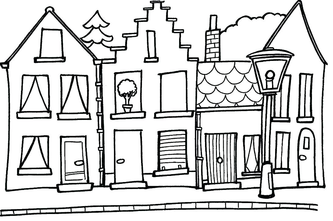 1093x726 Haunted House Drawing For Halloween Coloring Pages Colouring
