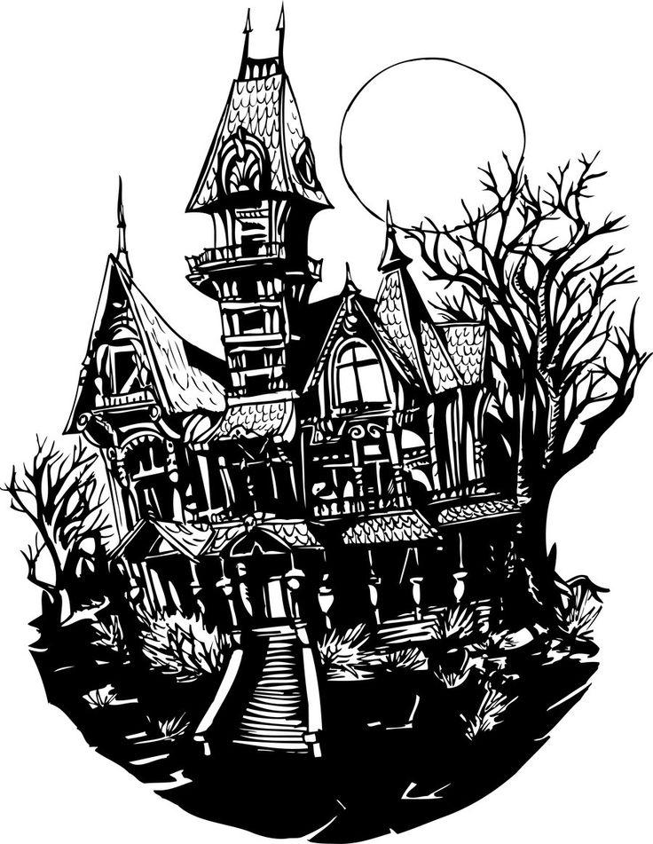 736x951 Haunted House Drawing