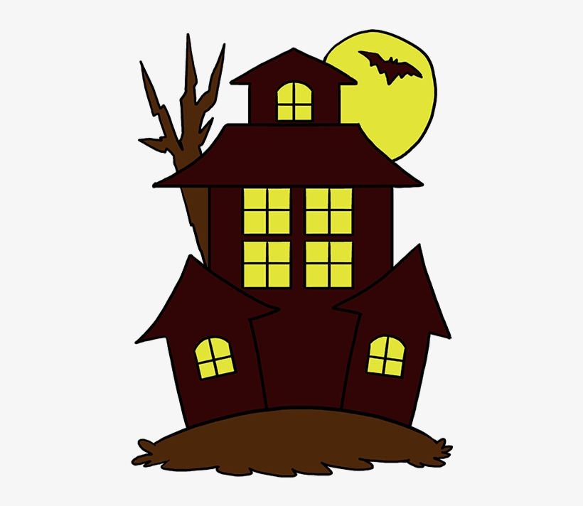 820x712 How To Draw Haunted House