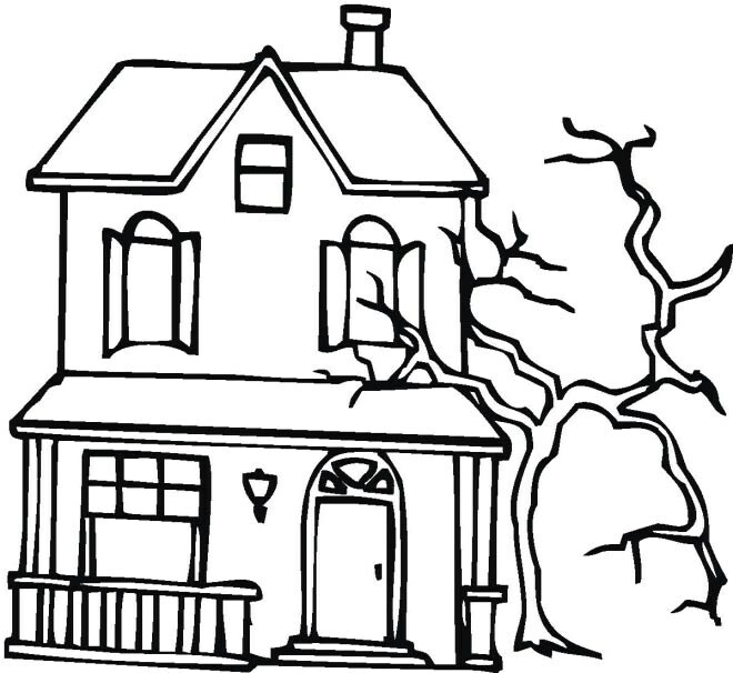 660x606 Surprised Haunted House Coloring Pages Preschool Cone Crusher Club
