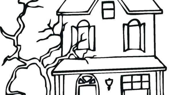585x329 Haunted House Free Adult Coloring Pages Halloween