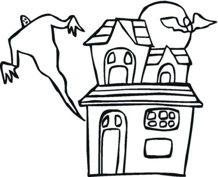 728x590 Haunted House Halloween Coloring Pages For Kids Free Printable