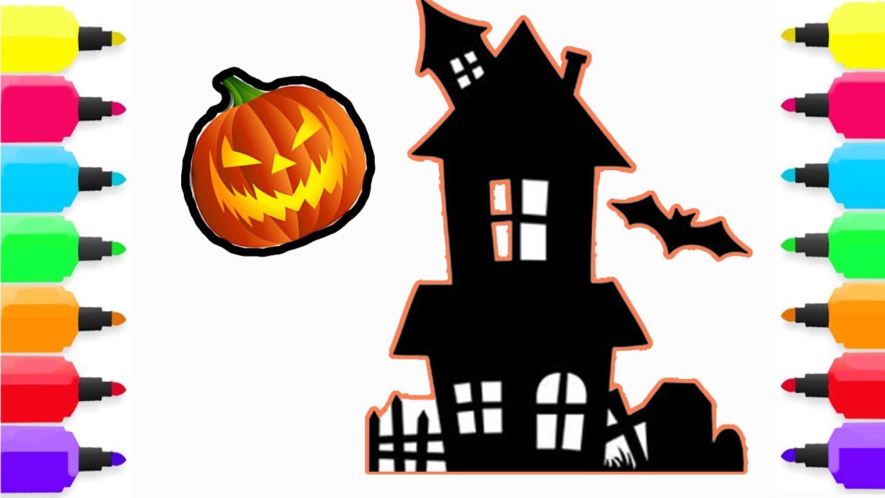 1280x720 How To Draw Haunted House Halloween Drawing For Childern