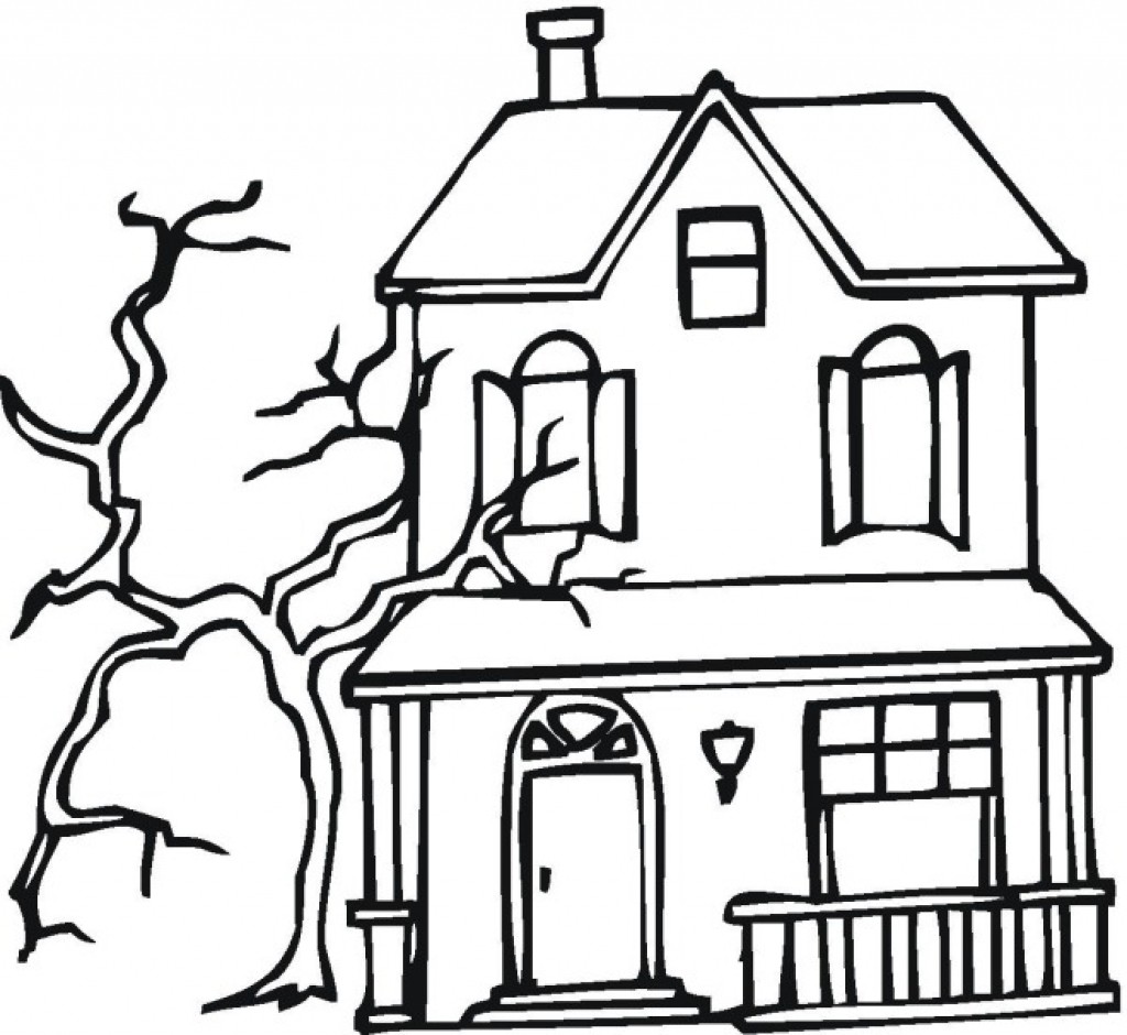1024x940 Free Halloween Coloring Pages Haunted House Celebrations