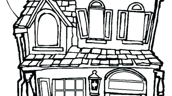 585x329 Spooky Haunted House Coloring