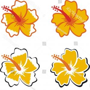 300x300 Stock Illustration Hawaiian Flower Vector Set Hibiscus Oleander