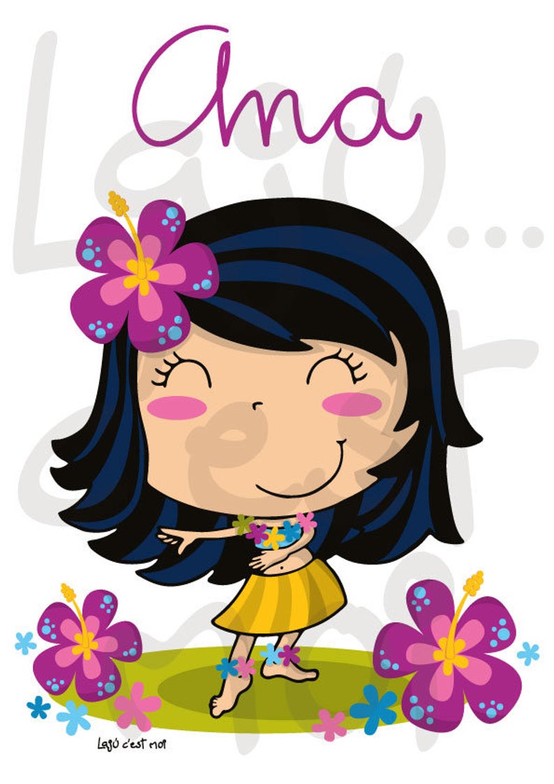 794x1124 Hawaiian Girl Nursery Wall Art Instant Downloadgirl Art Etsy