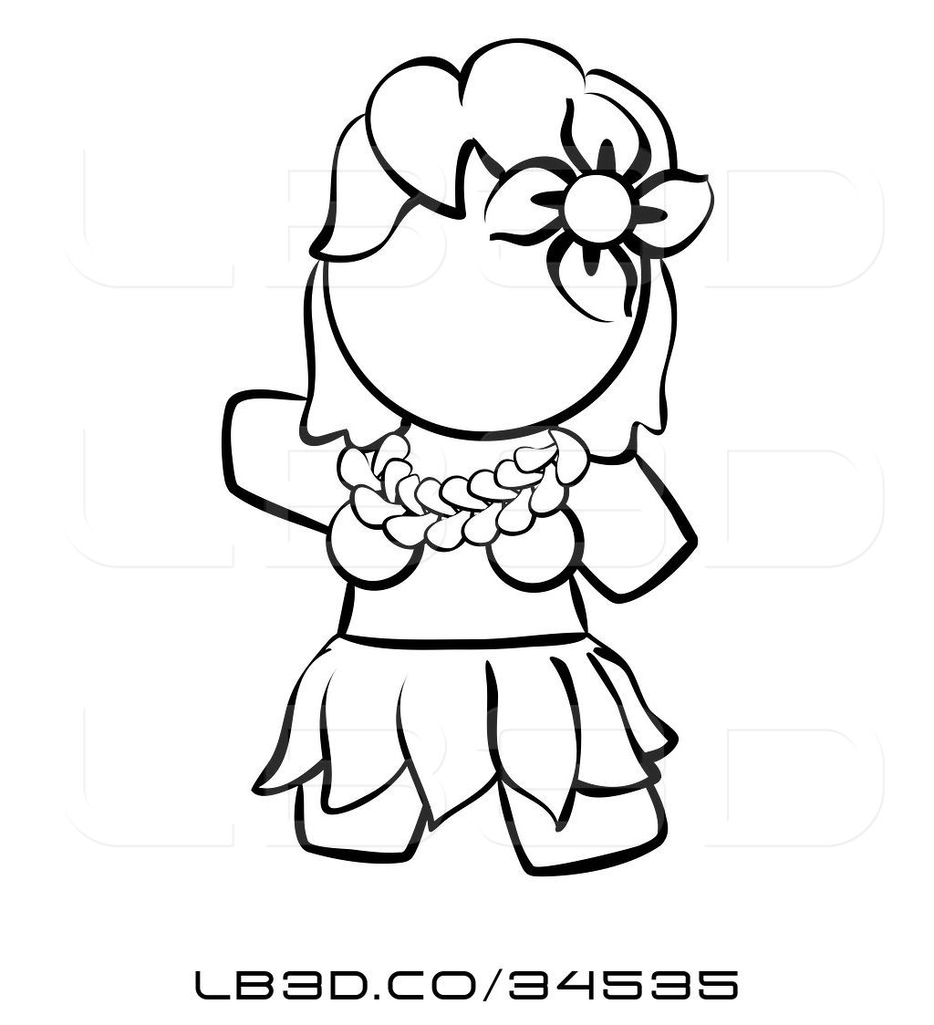 Hawaiian Girl Drawing | Free download on ClipArtMag